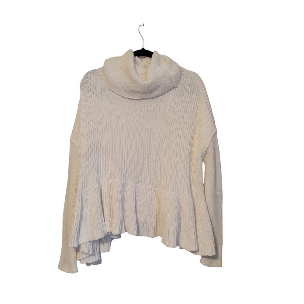 Free People Layer Cake Turtleneck Sweater Small Oversized Cream Boho Slouchy - Picture 8 of 9